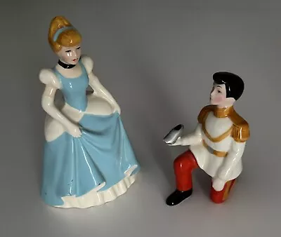 Vintage Disney Cinderella & Prince Charming Ceramic Figures 1970 • $29.99