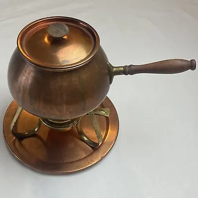 Vintage Copper Fondue Pot Kit With Burner And Tray • $22.41