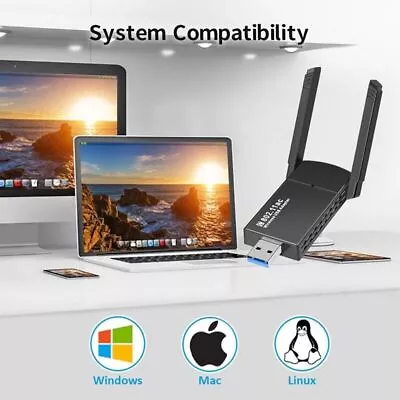 5Ghz USB WiFi Adapter 1300Mbps Dual Band Wireless Network Dongle With Antenna • $31.99