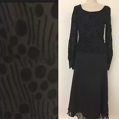 TRUE VINTAGE 50's NETTIE VOGUES BLACK SILK CHIFFON GOTHIC DRESS STYLISH M 12  • £19.99