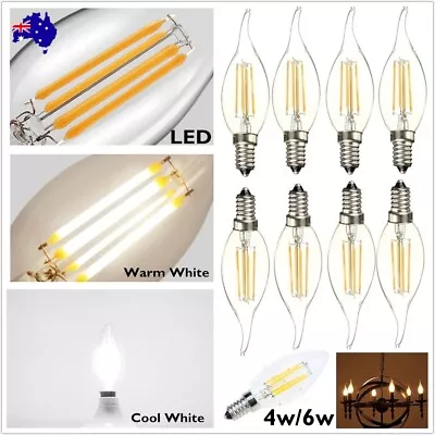 6xE14 4W 6W Dimmable LED Candle Filament Light Bulbs Lamps Edison SES Durable AU • $18.99