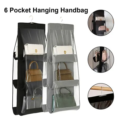 6 Pocket Double-sided Handbag Storage Bag Holder Hanging Organizer Shelf AUS • $4.59