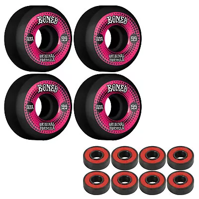 Bones Skateboard Wheels 55mm OG Formula V5 Sidecut 100A Black With Amp Bearings • $33.95