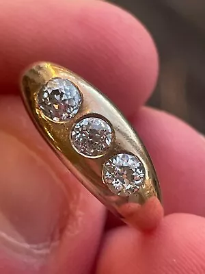 Antique Victorian Natural Old Mine Cut Diamond Solid Gold Ring Cool Piece! • $899.99