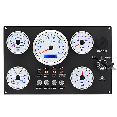  5 Gauge Set With Instrument Panel 0-7000RPM 7 Colors LED For Marine Boat Yacht  • $162.26