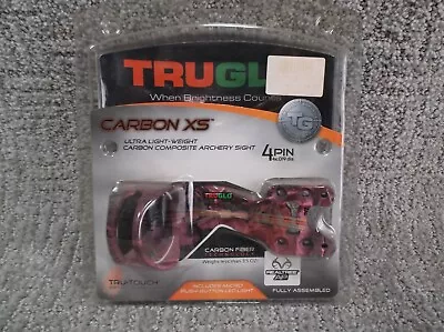 TruGlo Carbon XS 4 Pin .019” Bow Sight W/ Push Button LED Light TG5704P - Pink • $36.99