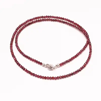 A++ Red Garnet Micro Faceted Round Tiny Beads 18  Elegant Girls Choker Necklace • $28.60