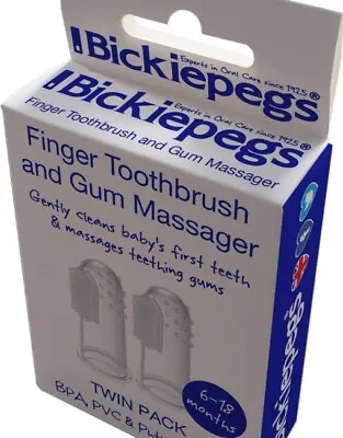 Bickiepegs Finger Toothbrush Teething Gum Massager Twin Pack FREE P&P !! • £4.50