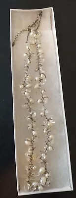 Vintage Genuine Pearl And Crystal Beads Braided Strand Necklace 18” • $74.99