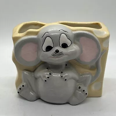 Vintage Grey Little Mouse And Cheese Planter Container • $12.50