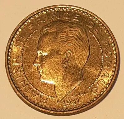 1951 Monaco 10 Franc Coin Of Prince Rainier III - UNC W/Toning • $5.95