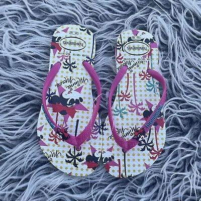 HAVAIANAS Minnie Mouse FLIP FLOPS YOUTH SIZE  13/1 YOUTH NEW • $20