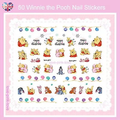 🌸🎄⛄DISNEY XMAS WINNIE THE POOH 50 3D Nail Art Stickers Decals Kawaii UK⛄🎄🌸 • £2.50