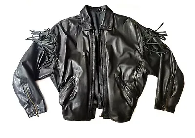 GIANNI VERSACE Fringe Leather Jacket S/S 1990 RARE • $1000