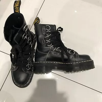 £137 • Buy Dr. Martens Jadon XL Rare Leather Black Platform Boots With Silver Eyelets Uk 7