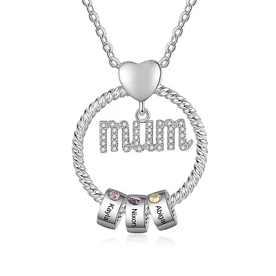 Women's Rings Interlocking Mom Necklace Personalized Family Birthstone Jewelry • $12.79