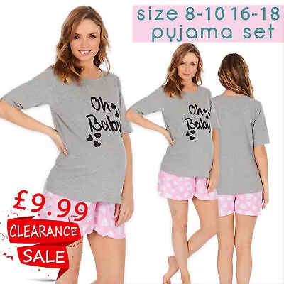 Ladies Maternity Mum To Be Pyjamas Pyjama Set Jersey Size 8 10 14 16 S L Sale UK • £9.99