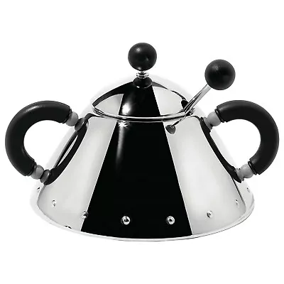 Alessi Michael Graves Design Series Stainless Steel Sugar Bowl W/ Spoon - Black • $125