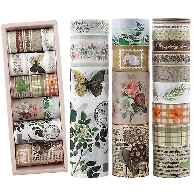 NOGAMOGA Vintage Washi Tape Set 18 Rolls Wide Aesthetic Forest Masking Tape Wi • £13.39