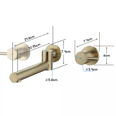 Gold Wall Basin Taps Mixer Set Brass Swivel Spout Water Outlet Wall Mounted • $215.99
