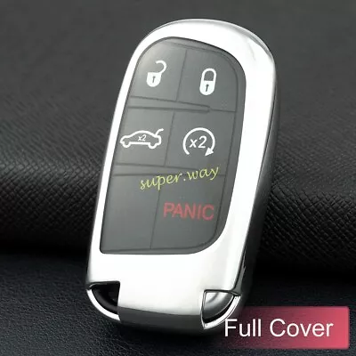 Silver Full Cover Car Smart Key Case For Jeep Grand Cherokee Renegade Fiat 500X • $19.40