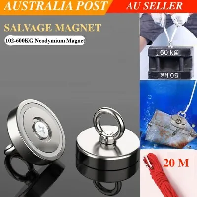$79.99 • Buy Magnet 102-600Kg Salvage Recovery Neodymium Strong Hook Fishing Treasure Hunting