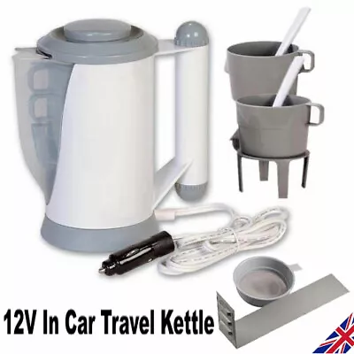 12V TravelingCampingFestival Motorhome In Car Travel Kettle & Accessories Set • £12.99
