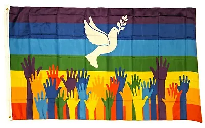 Rainbow Peace Dove Bird Hands Up Gay Pride Lgbtq 150 X 90 Cm Great Value Flag • £2.99