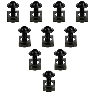 10x Aluminum M6x20mm Motorcycle Screen Bolts & Spring C Clips Black For Honda AA • £8.38
