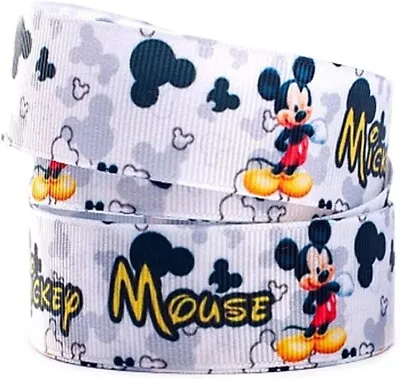 Mickey Mouse Smile Cartoon Character 1  Wide Repeat Ribbon Sold In Yards • $12.99