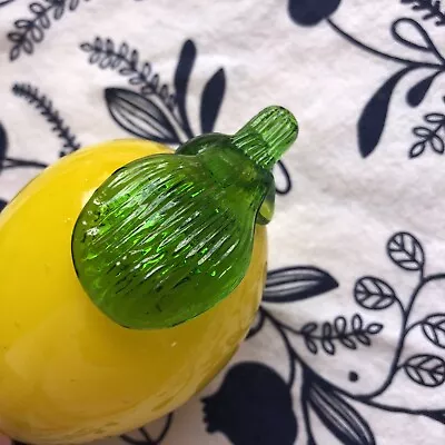 Vintage Murano Style Yellow Art Glass Fruit Heavy Solid 4” • $16