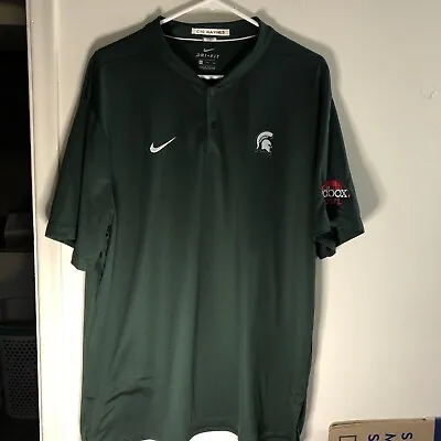 Nike Michigan State Spartans DRI-FIT POLO 1/4 SNAP 2XL Bowl Game Team Issued • $34.99