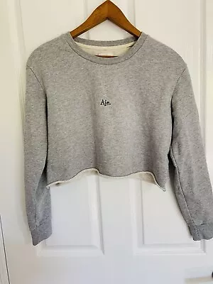 Aje Grey Cropped Sweater Top Size S Long Sleeve • $49