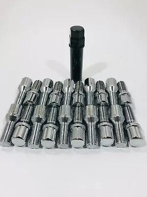 M12x1.5 ** 20 Lug Bolt/Stud Kit W/Key Chrome Spline Drive Conical 28mm • $29.99