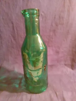 Vintage Green Milk Bottle  Absolutely Pure Milk The Milk Protector  Embossed Cow • $15