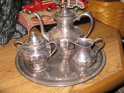 Vintage Middletown Plate Co. & F. B. Rogers Silverplate TEA SET ON TRAY • $85