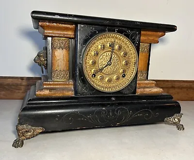 Gilbert “Thor Extra” 8 Day Time And Strike Black Mantel Table Shelf Clock • $151.66