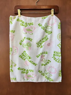 Rare Vintage 60's Baby Infant Girls Pink/Green/White Recieving Blanket 34.5 X 21 • $19.99