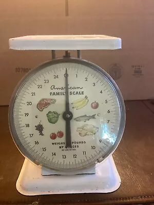 Vintage American Family Kitchen Scale 25 Lb W/face With Pics Of Assorted Food • $17.95