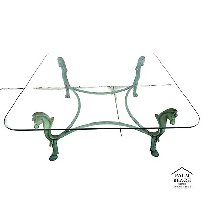 Horse Coffee Table Patinated Iron Hoof Footed Maison Jansen Style • $3695