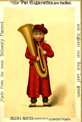 $41.91 • Buy Trade Card  Pet Cigarettes Young Boy Tuba Richmond VA Gold Leaf Tobacco I1