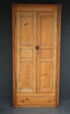 $1250 • Buy Antique French Stripped Pine Wardrobe Armoire With Hanging Rail Drawer Alsace