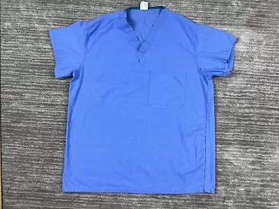 Medline Shirt Scrub Top Mens Blue Medium Vneck Reversible AngelStat • $9.99