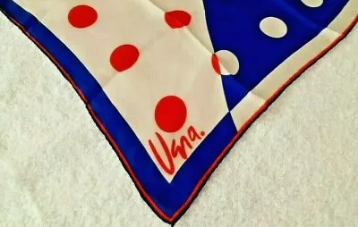 VERA WOMENS SCARF ''mod'' POLKA DOT PRINT SQUARE 22X23 ROYAL BLUE RED WHITE M/NM • $6.99