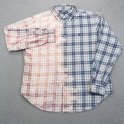 VTG Polo Ralph Lauren Shirt Men XL Plaid Bleach Distressed Flannel Skater 90s • $39.95