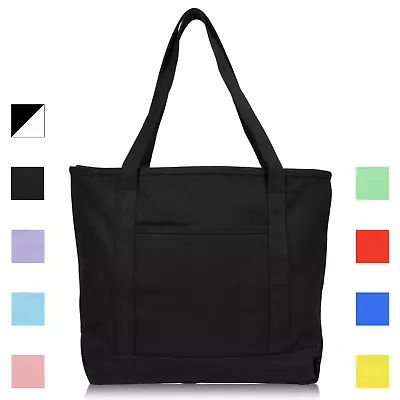 DALIX 20  Solid Color Cotton Canvas Shopping Tote Bag (Exclusive Edition) • $16.99