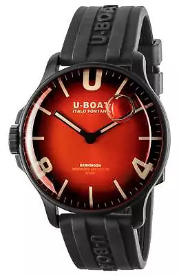 U-Boat Darkmoon Black PVD Red Dial Black Rubber Strap Quartz Mens Watch 8697 • $779