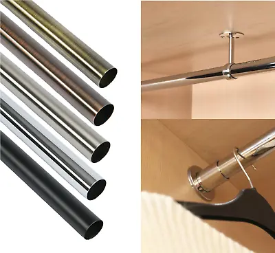 £12.95 • Buy Round Wardrobe Rail Hanging Clothes Steel Tube Centre End Support Brackets