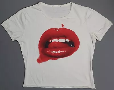 Vivienne Westwood Cropped Lips Print White Top T Shirt Size Small • $80.15