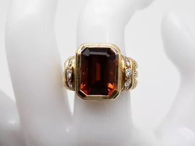 Signed $5450 Judith Ripka 10.50ct Citrine Diamond 18k Yellow Gold Ring 18g • $1850